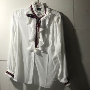 NWT Garcia ribbon and ruffle shirt